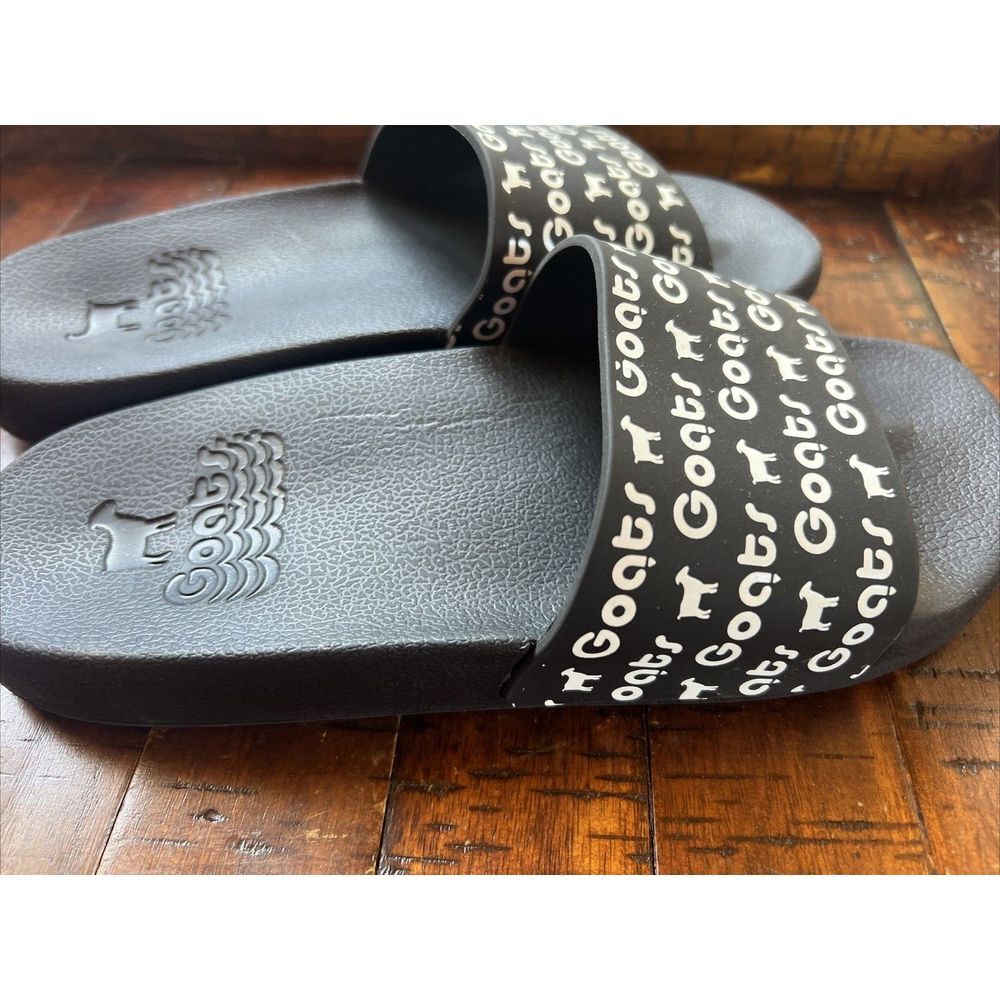 GOATS Black White Logo Comfortable Slip On Slide Sz 3 Y Kids‎ Sandals - Picture 4 of 7